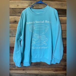 No Boundaries Blue Sweatshirt with White     Glittery Print